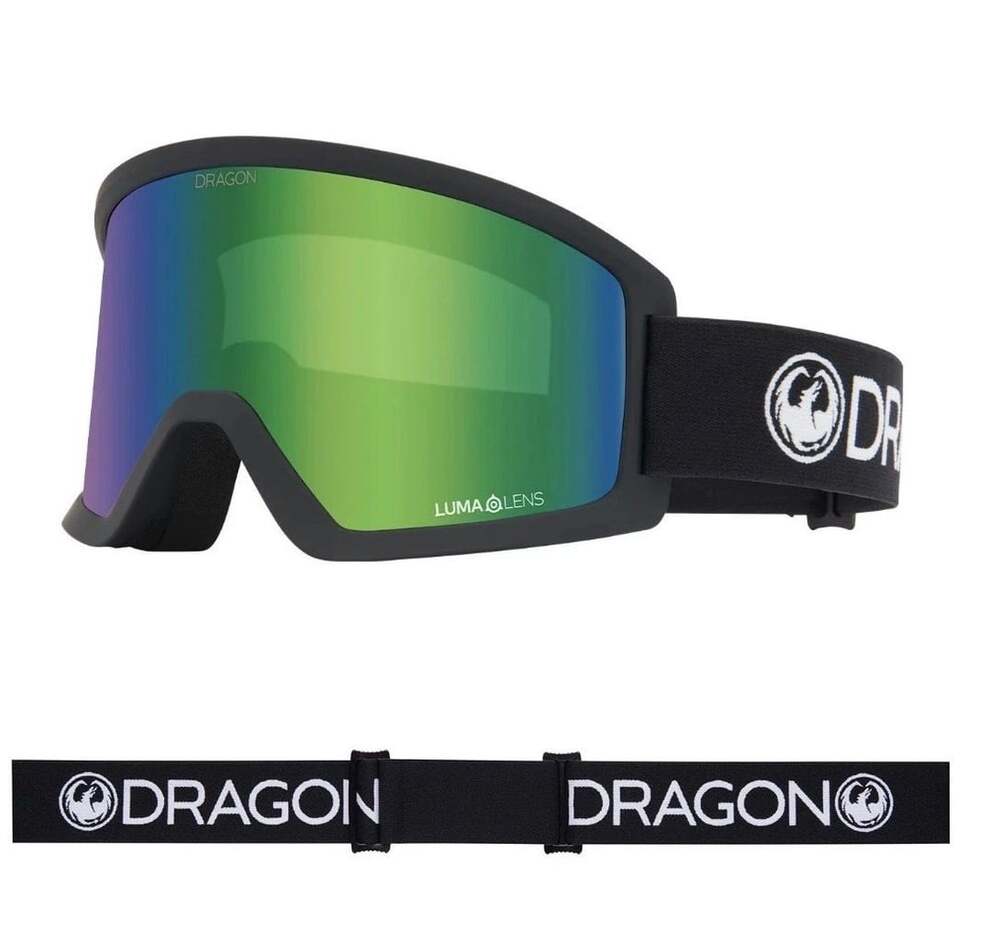 Dragon DX3 Plus Snow Goggles Medium Fit Black Lumalens Green Ion